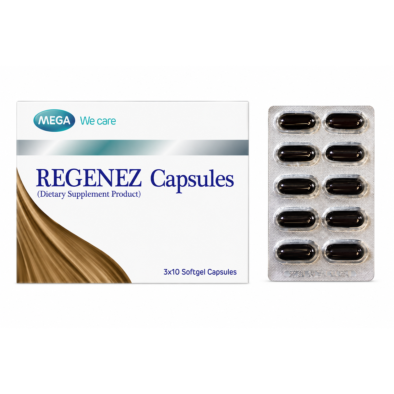 เมก้าวีแคร์ รีจีเนซ บำรุงเส้นผมและหนังศรีษะ | Mega We Care Regenez 30แคปซูล