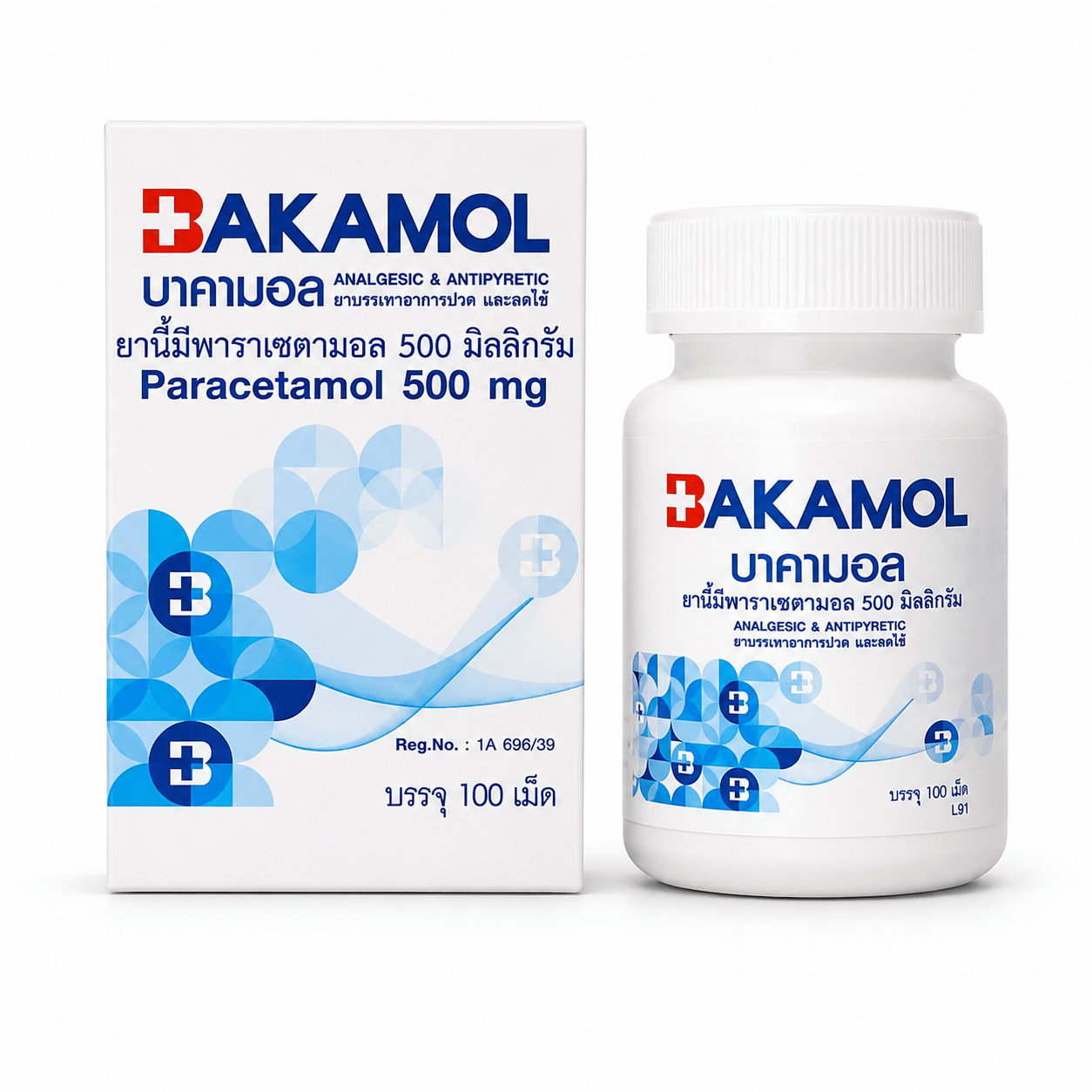 พาราเซตามอล บาคามอล | Bakamol Paracetamol 500mg 100เม็ด
