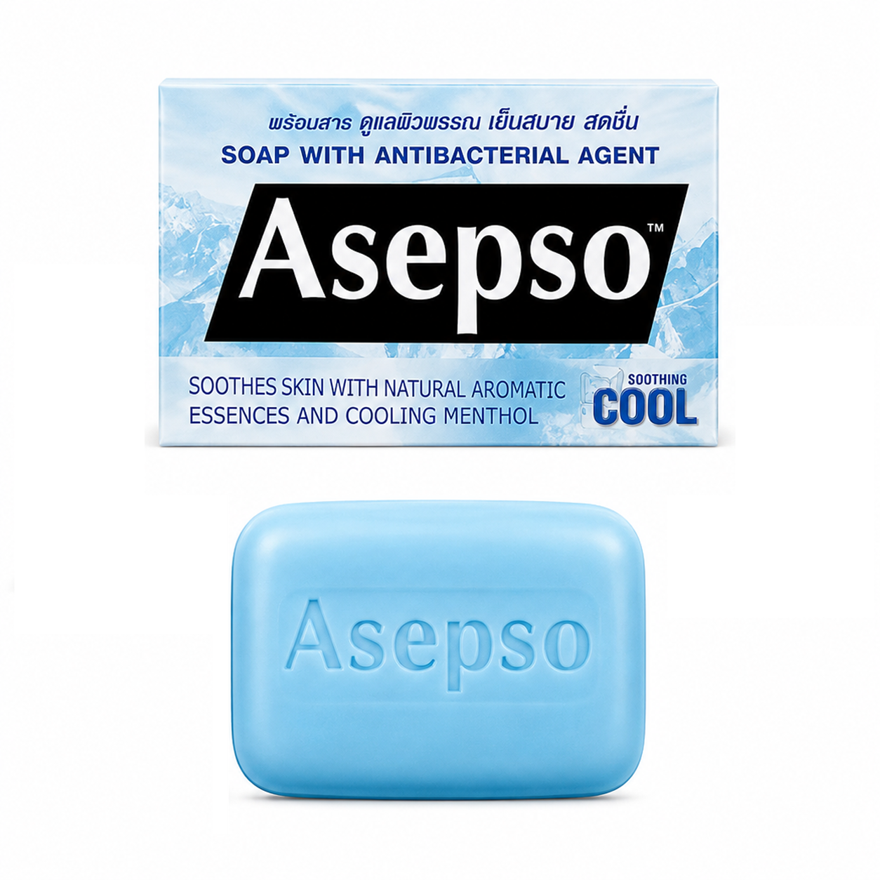 สบู่ อาเซปโซ สูตรซู้ตติ้ง คูล | Asepso Soothing Cool 70g