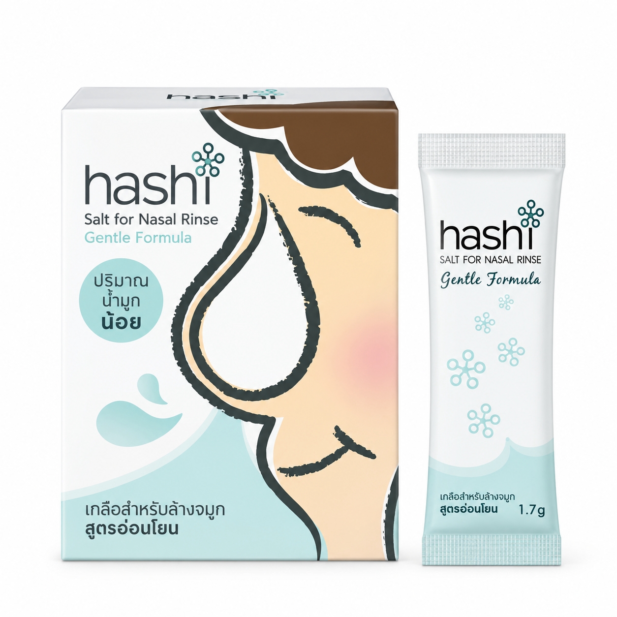 ฮาชชิ เกลือสำหรับล้างจมูก สูตรอ่อนโยน ปริมาณน้ำมูกน้อย | Hashi Salt For Nasal Rinse Gentle Formula กล่อง 30ซอง
