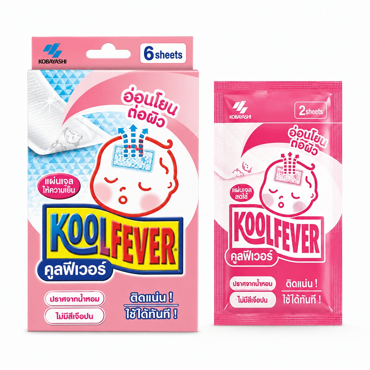 แผ่นแปะลดไข้ สำหรับเด็กเล็ก-ทารก คูลฟีเวอร์ | Koolfever Cooling Gel Sheet for Baby กล่อง 6ชิ้น
